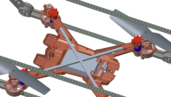 履带四轴无人机的交叉结构设计